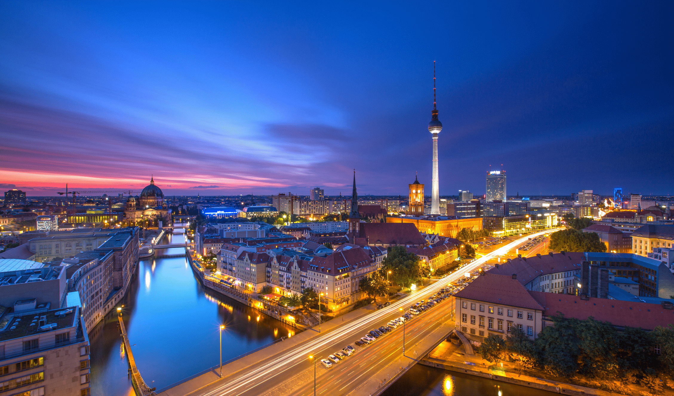 Berlin city centre at night time