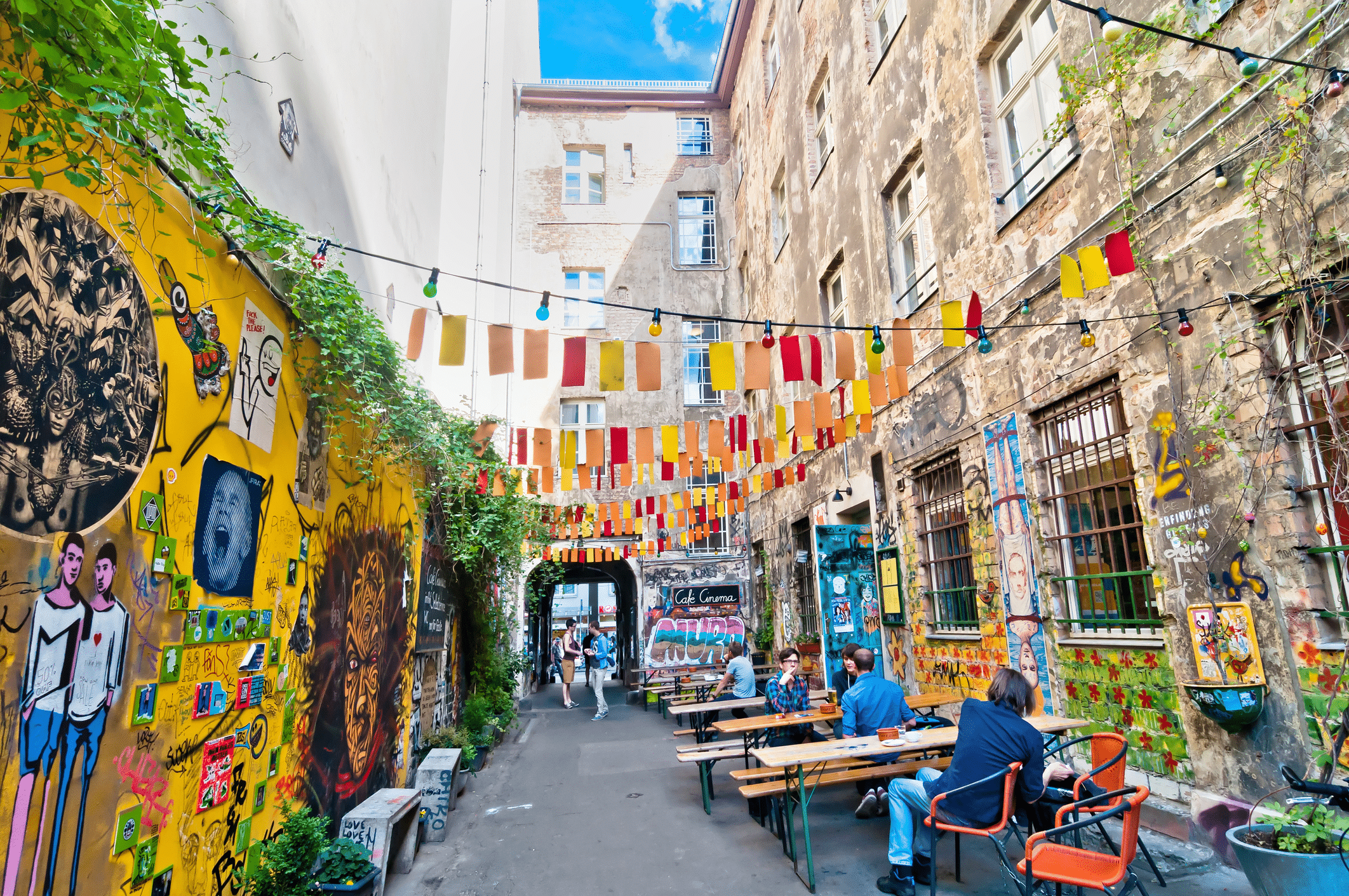 A trendy cafe in one of Berlin's neighbourhoods